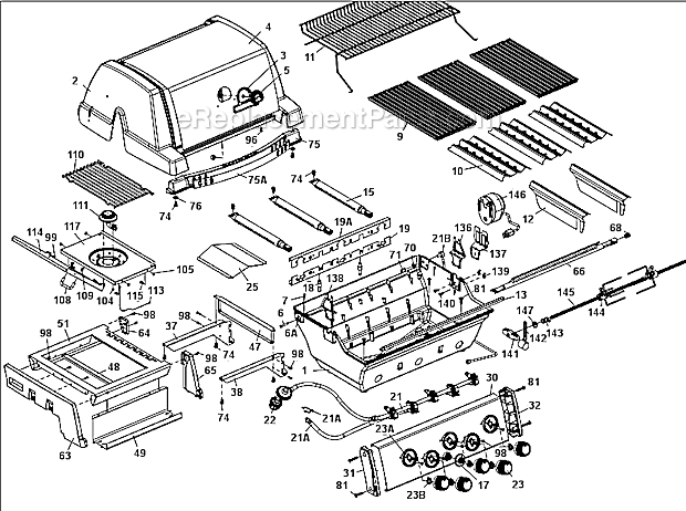 Page A Diagram and Parts List for 9877-44 Sovereign 90 Broil King Grill